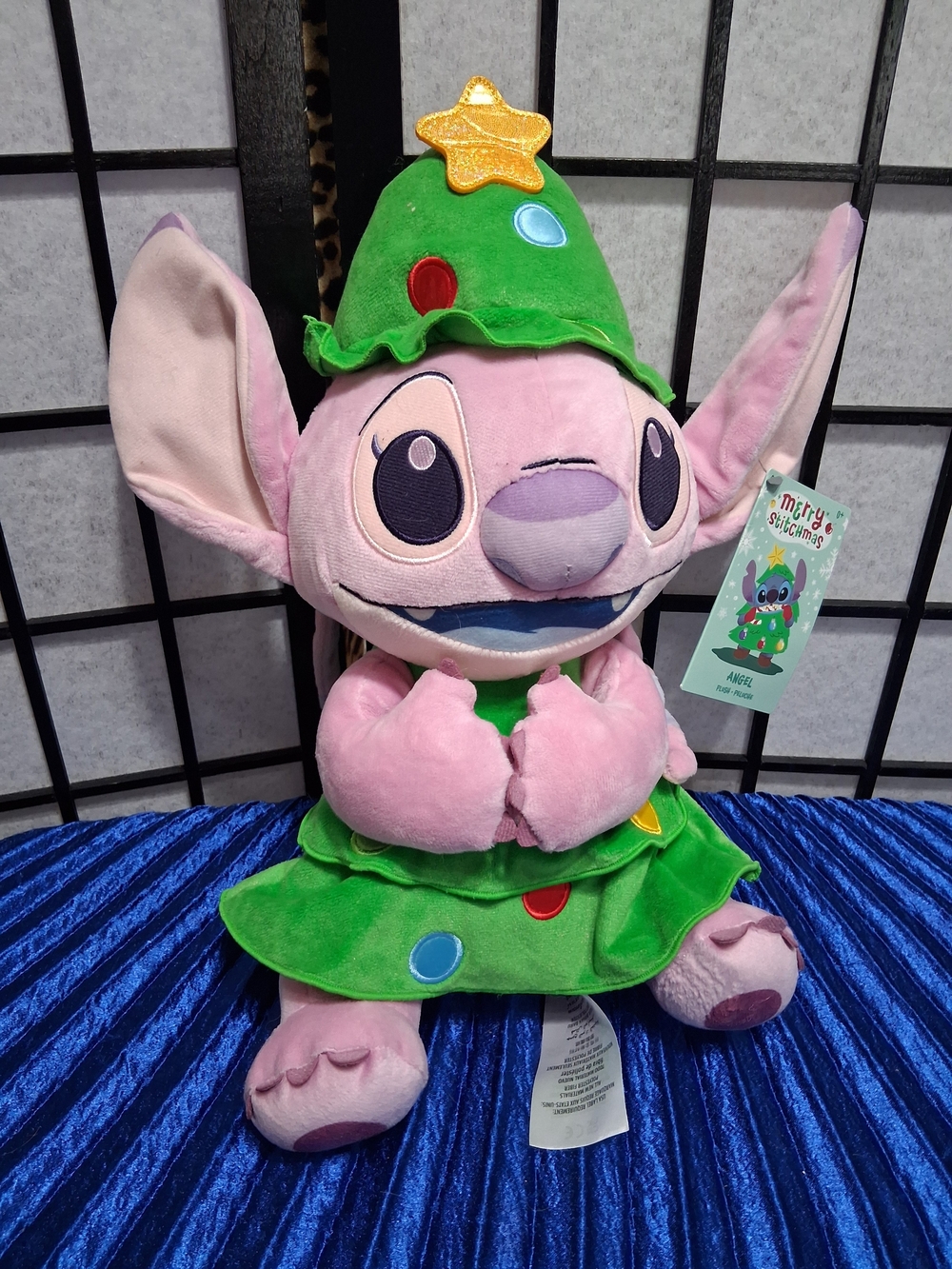 Disney Lilo & Stitch Angel Plush — Pink with Green Holiday Outfit